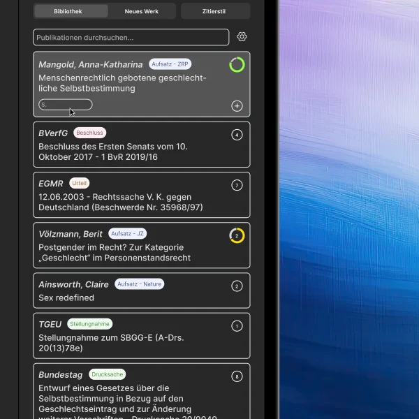 Übersichtliche Quellenverwaltung in AdvoCite